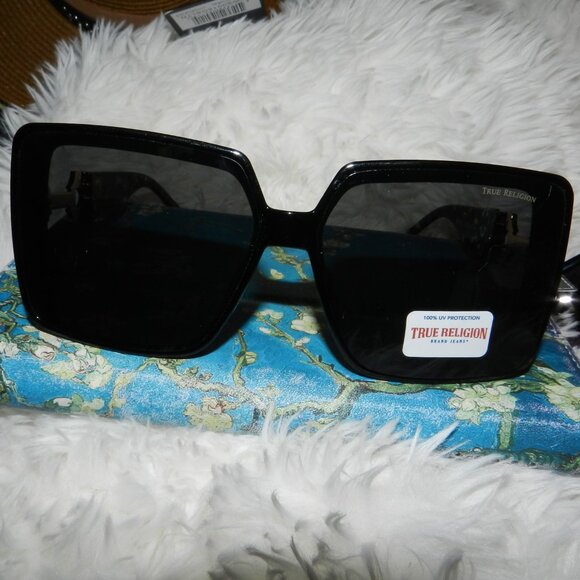 TRUE RELIGION LOGO TURQUOISE UV SQUARE OVERSIZED SUNGLASSES 🎈HP🎉🎈🆕😮‍💨⚡🚚 - Picture 5 of 16